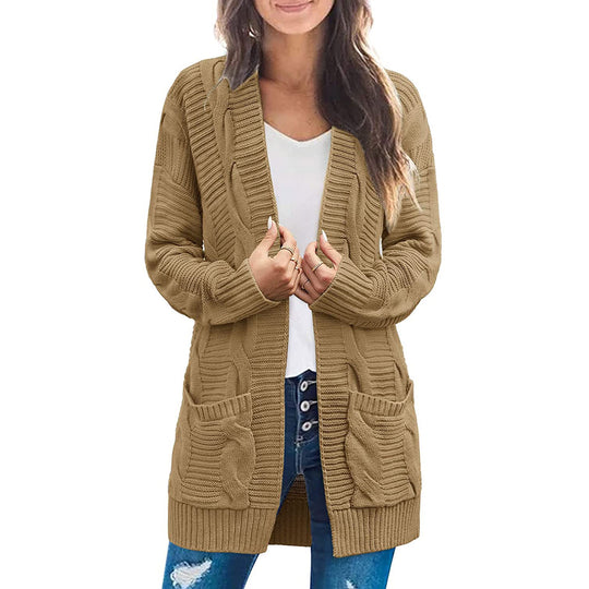 Damen Strickjacke Mit Tiefen Taschen und Strukturiertem Design R&B