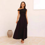 Damen Maxikleid mit schickem asymmetrischen Ausschnitt und eleganter Schleife EB