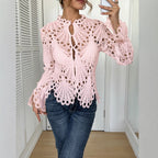 Damen Spitze Bluse mit eleganten Cut-Outs und figurschmeichelndem Design R&B