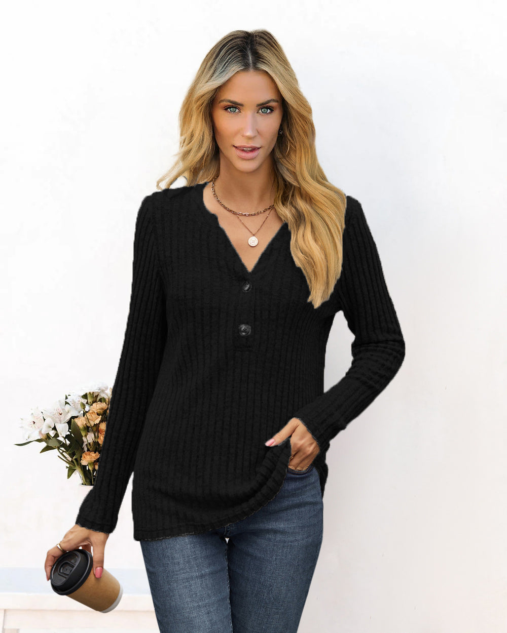 Damen lässiges Langarmshirt R&B