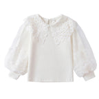 Mädchen elegante Bluse mit transparenten Puffärmeln R&B
