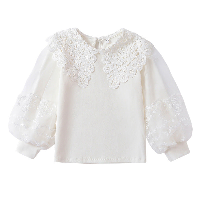 Mädchen elegante Bluse mit transparenten Puffärmeln R&B