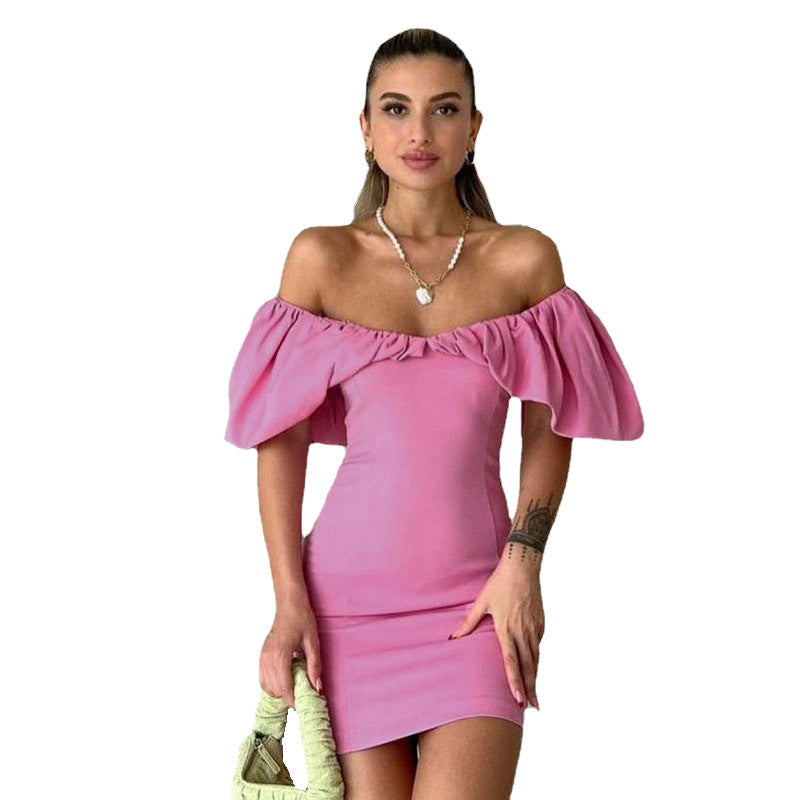 Damen Off-Shoulder Minikleid mit voluminösen Ärmeln R&B