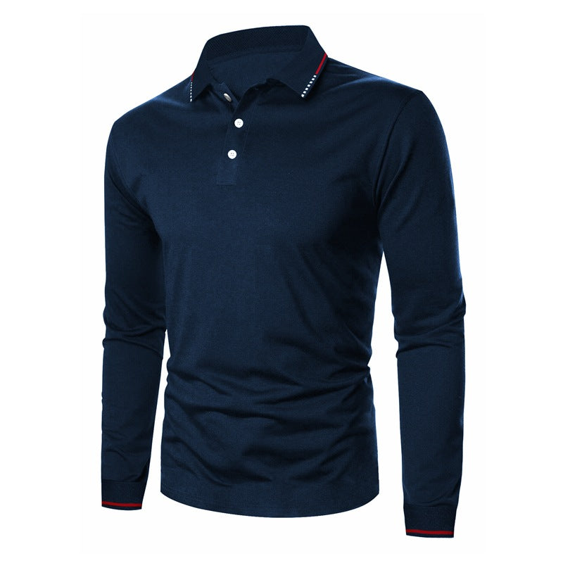 Herren Langarm-Polohemd mit modischem Schnitt und kontrastierenden Details