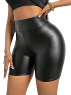 Damen Hochgezogene Kunstleder Shorts R&B