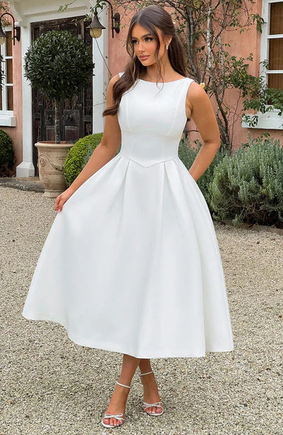 Damen Elegantes Maxikleid mit ausgestellten Ärmeln und raffiniertem Rock R&B