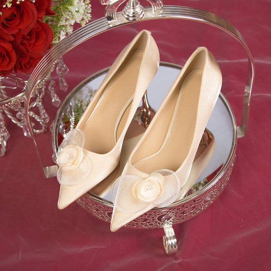 Damen elegante Spitzen-Pumps mit floralem Akzent R&B