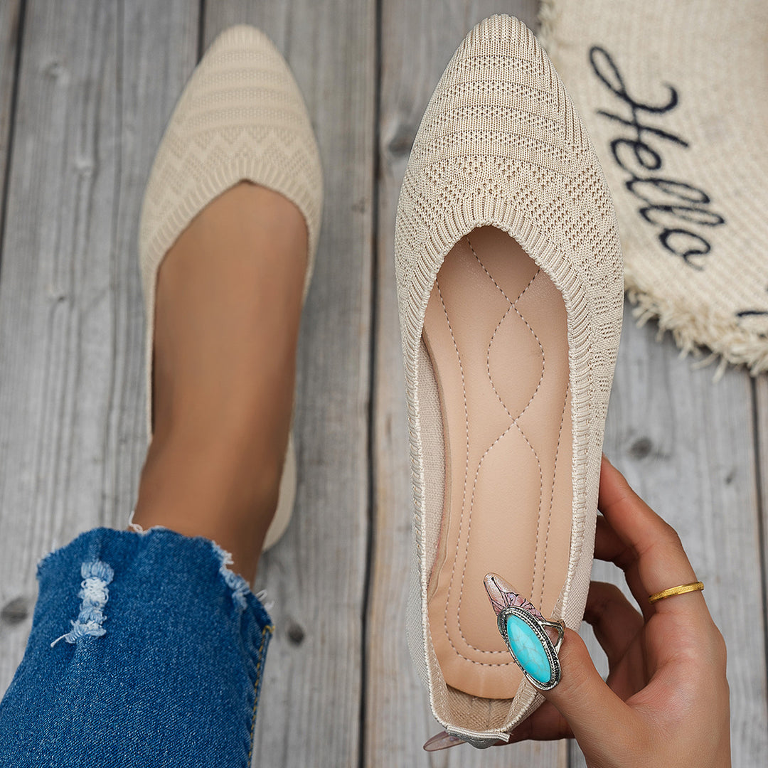Damen Elegante Ballerinas mit atmungsaktivem Strickdesign R&B