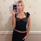 Damen Polka-Dots Top mit Raffungen R&B