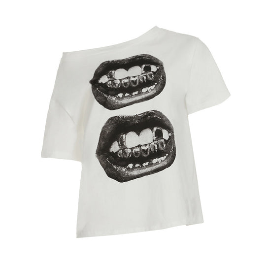 Damen T-Shirt mit glitzerndem Kreuzdesign und lässigem Schnitt R&B