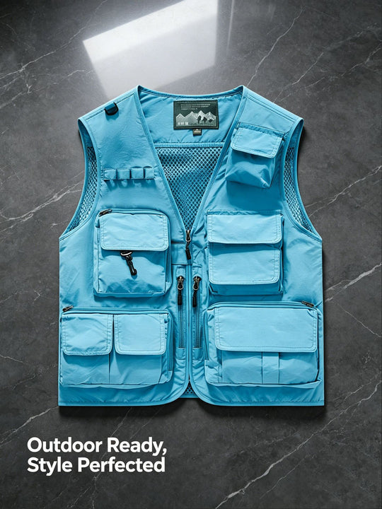 Unisex nan multifunktionale Outdoorweste mit zahlreichen Taschen und Netzfutter R&B