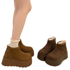 Damen Plateau Stiefeletten mit weichem Veloursleder und rutschfester Sohle R&B