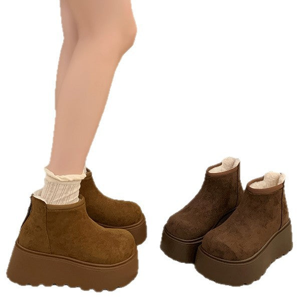 Damen Plateau Stiefeletten mit weichem Veloursleder und rutschfester Sohle R&B
