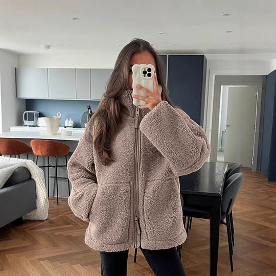 Damen kuschelige Fleecejacke R&B