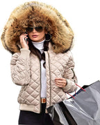 Damen Urbaner Steppjacke mit Weichem Kunstfellkragen R&B