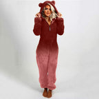 Damen Fleece-Einteiler mit Kapuze und Farbverlaufsdesign R&B