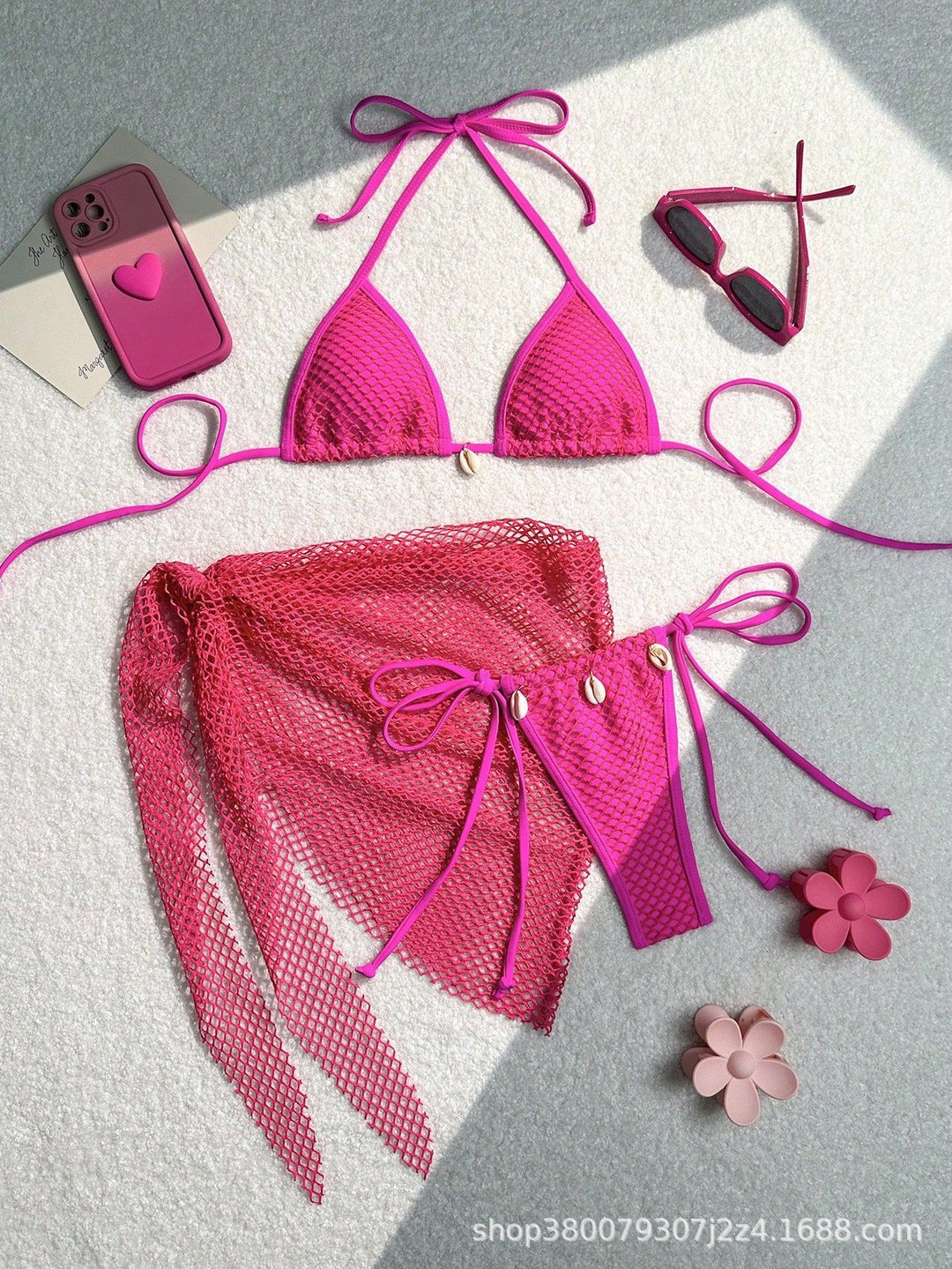 Damen Triangel-Bikini mit Netzdesign R&B