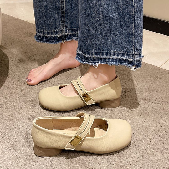 Damen Ballerinas mit verstellbarem Riemen und Komfortsohle R&B