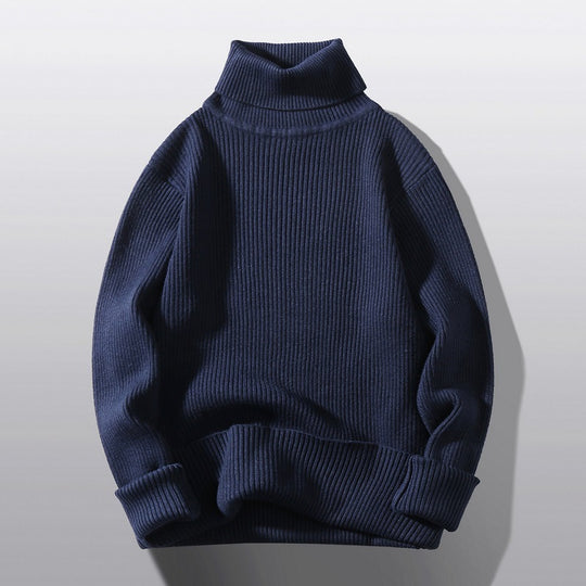 Herren bequemer Rollkragenpullover aus strukturiertem Strick R&B