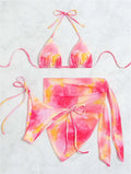 Damen Triangel-Bikini-Set mit floralem Wickelrock und verstellbaren Trägern R&B