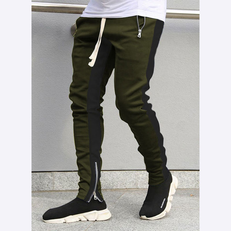 Herren nan schmale Jogginghose mit seitlichem Kontraststreifen, Kordelzug und Knöchelreißverschluss R&B