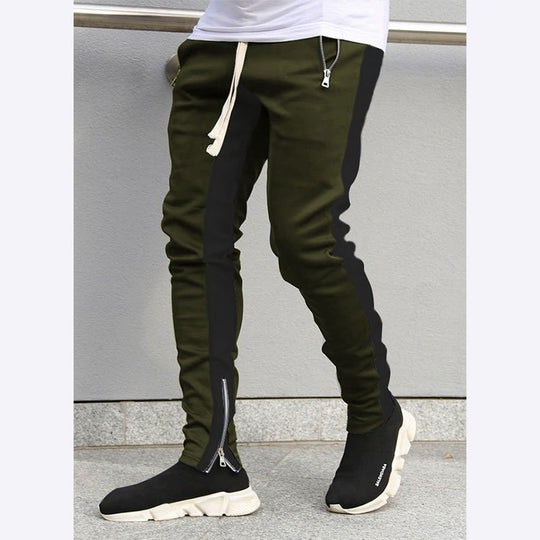 Herren nan schmale Jogginghose mit seitlichem Kontraststreifen, Kordelzug und Knöchelreißverschluss R&B