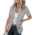 Damen Kurzärmeliges Blazer-Jackett mit Taschen und schmalem Schnitt R&B