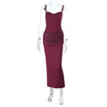 Damen elegantes Maxikleid mit gerafftem Oberteil und herzförmigem Ausschnitt R&B