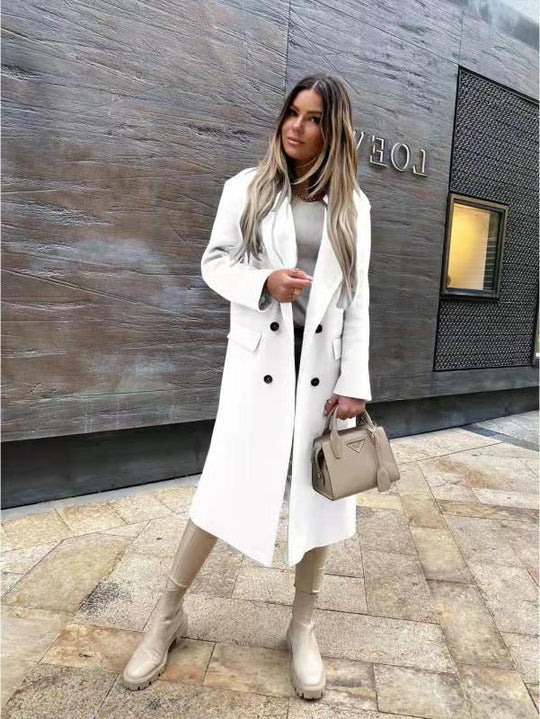 Damen Eleganter und zeitloser Wool Coat mit Doppelreiher R&B