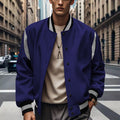 Herren Sportliche Collegejacke im retro Stil mit Kontrastärmeln und Druckknopfverschluss R&B