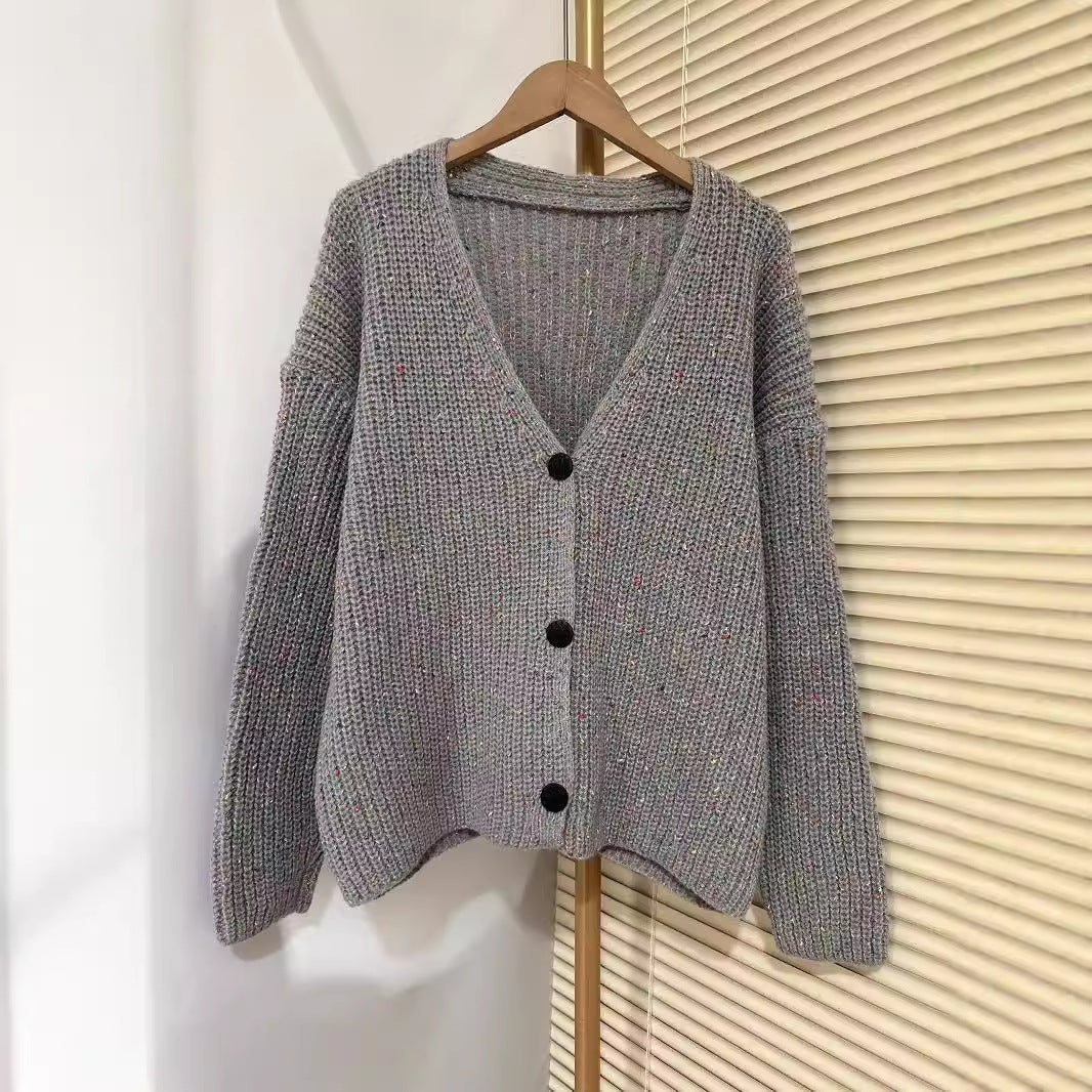 Damen Kuscheliger Grobstrick-Cardigan mit Knopfdetail und weitem Schnitt R&B