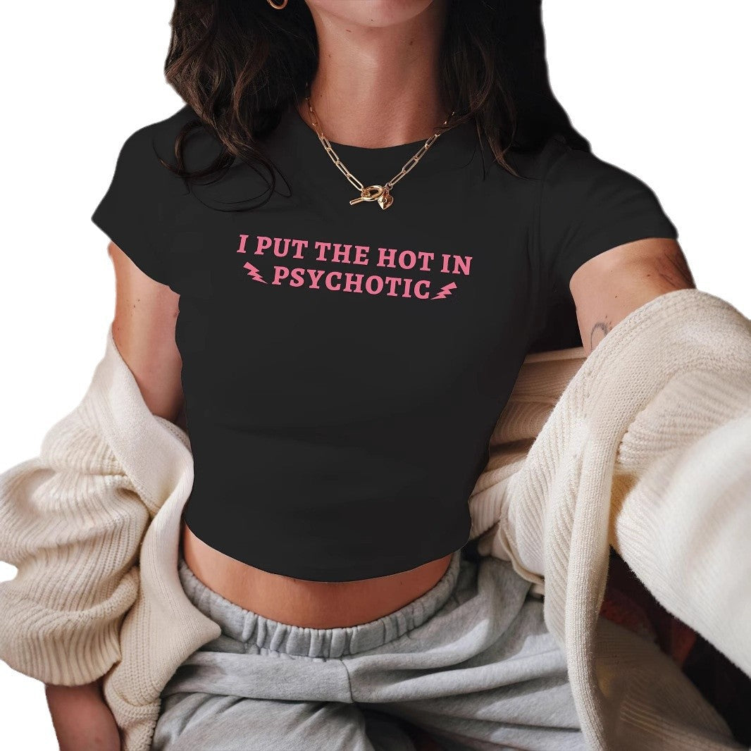 Damen Crop-T-Shirt mit fröhlichem Kirschmotiv R&B