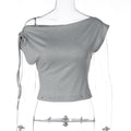 Damen trendiges Crop-Top mit schulterfreier Gestaltung R&B