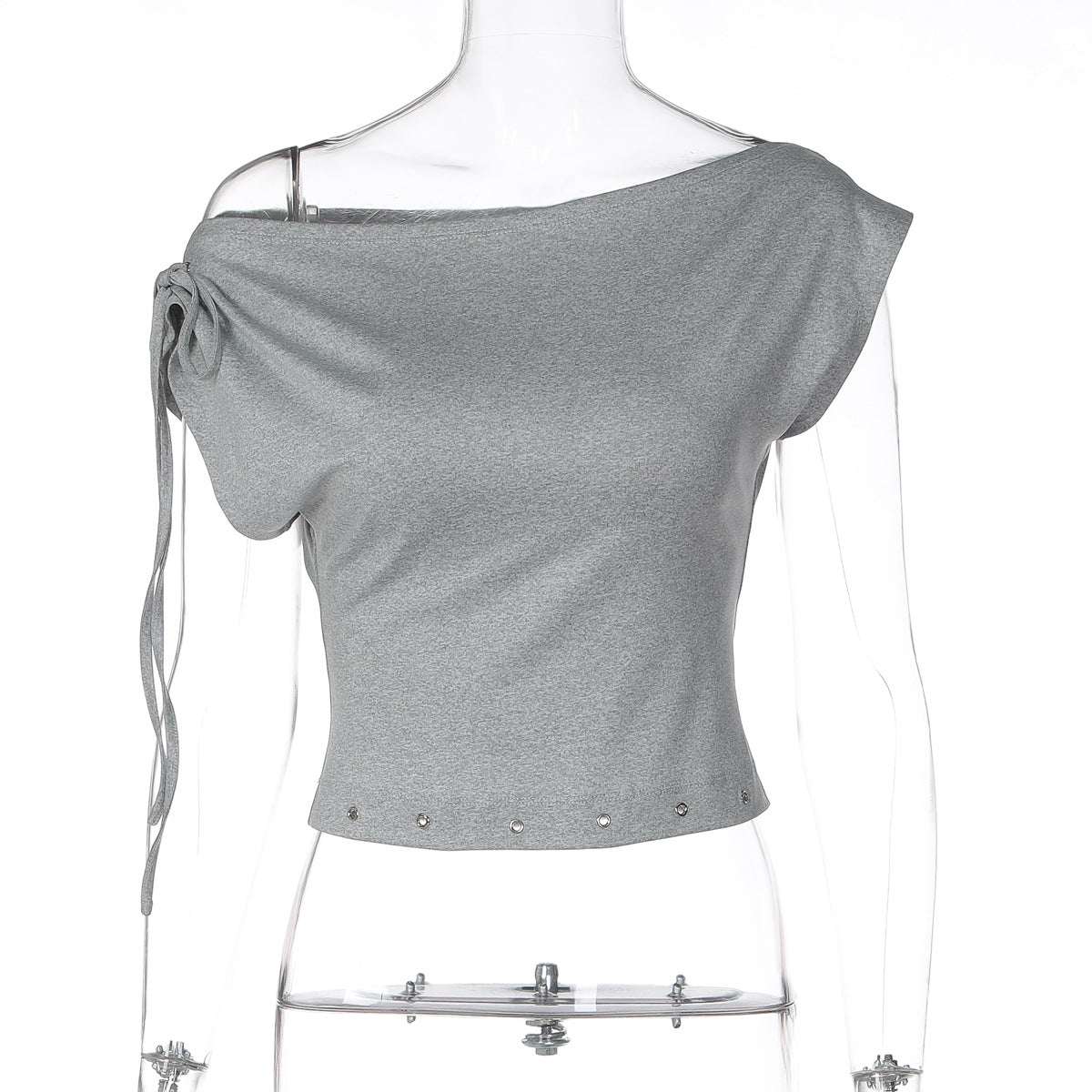 Damen trendiges Crop-Top mit schulterfreier Gestaltung R&B