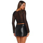 Damen Transparentes Langarmoberteil R&B