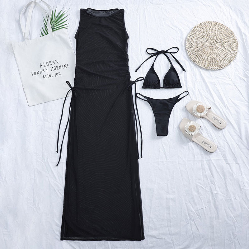 Damen Strandkleid mit asymmetrischem Wickeldesign R&B