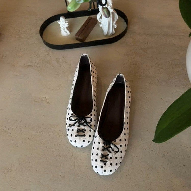 Damen Ballerinas mit charmantem Punktemuster und zierlichem Schleifendetail R&B