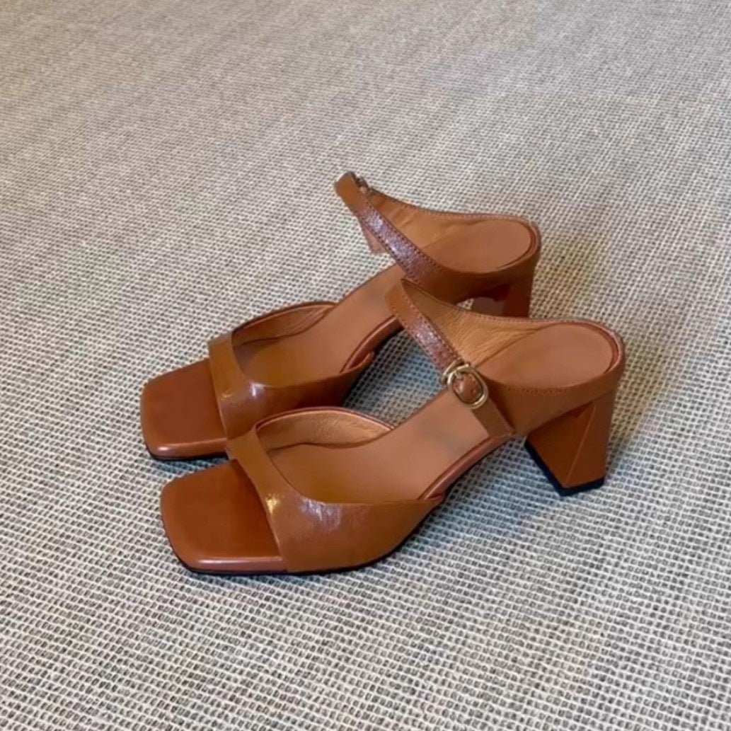 Damen Slingback Sandalen mit modischem Blockabsatz und elegantem Riemendesign