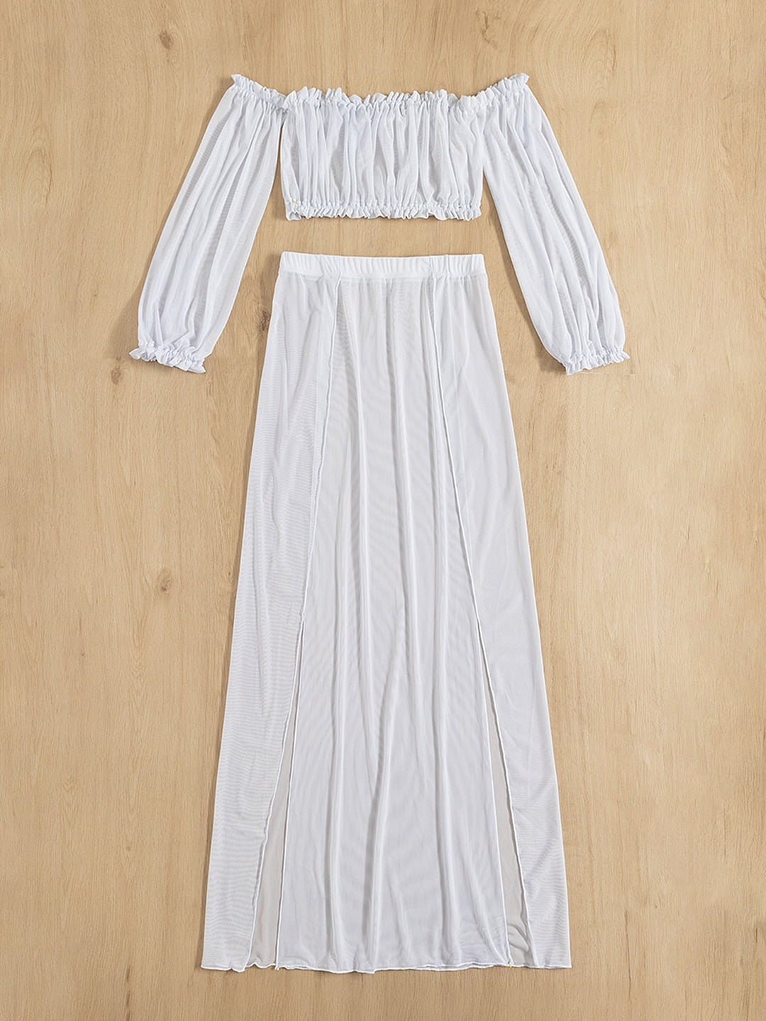 Damen Elegantes Strandkleid mit schulterfreiem Design und tiefen Seitenschlitzen R&B