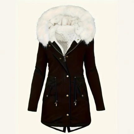 Damen gefütterte Winterjacke mit abnehmbarer Kapuze R&B