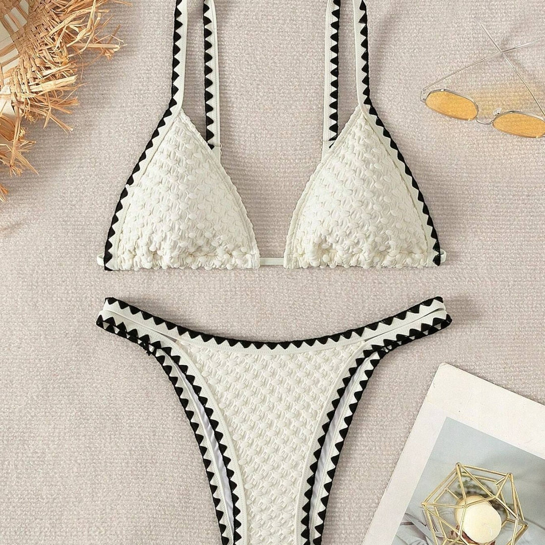 Damen Triangel-Bikini mit raffiniertem Häkelmuster R&B