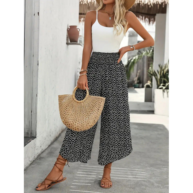 Damen Freizeithose mit weitem Bein und modernem Polka-Dot-Muster R&B