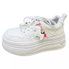 Damen modische Plateau-Sneaker mit verziertem Schnürsystem und komfortabler Dämpfung R&B