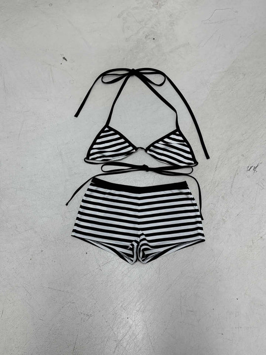 Damen Bikini-Set mit klassischem Streifenmuster und verstellbaren Trägern R&B