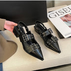 Damen Elegante spitze Pumps mit modischem Schnallen-Design und stabiler Sohle R&B