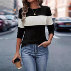 Damen Strukturierter Pullover mit modischem Streifenmuster R&B