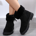 Damen Winterboots mit Kunstfellkragen und rutschfester Sohle
