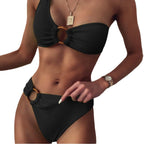 Damen Stilvoller Triangel-Bikini mit goldenen Details R&B