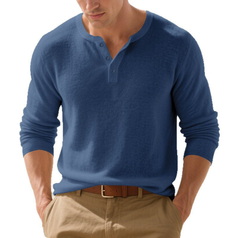Herren Langarm-Hemden im klassischen Henley-Stil R&B