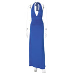 Damen Halter-Maxikleid mit eleganter Drapierung R&B